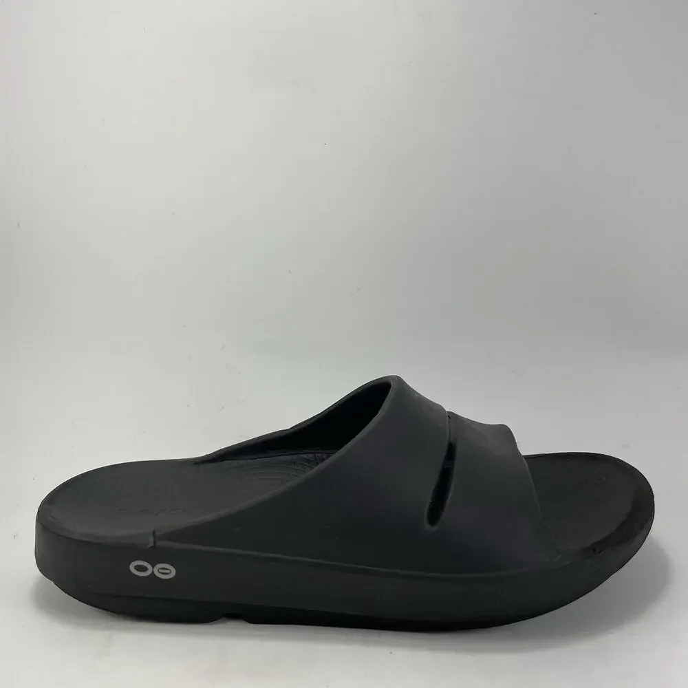 Oofos OOahh Recovery Slides Mens Size 7 Black Synthetic Comfort Athletic Sandal